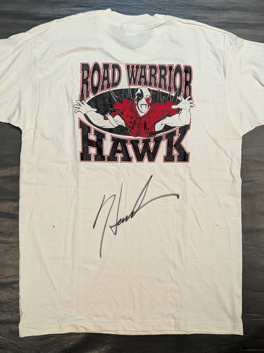 【hand signed autograph】 Hawk Warrior "ROAD WARRIOR HAWK" T-shirt