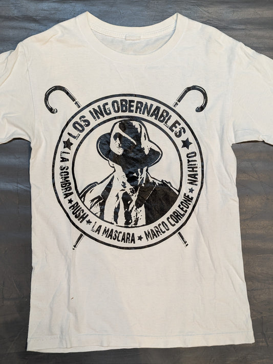 ★メキシコ製初期版★ LOS INGOBERNABLES Tシャツ(ホワイト×ブラック)