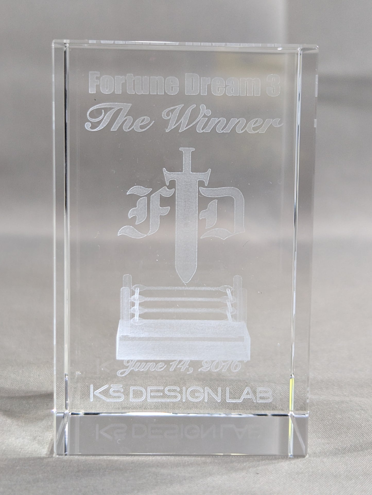 Fortune Dream3 "The Winner" 3D Crystal Trophy