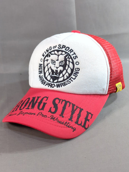 新日本プロレス×しまむら「ライオンマーク」メッシュキャップ(レッド×ホワイト)