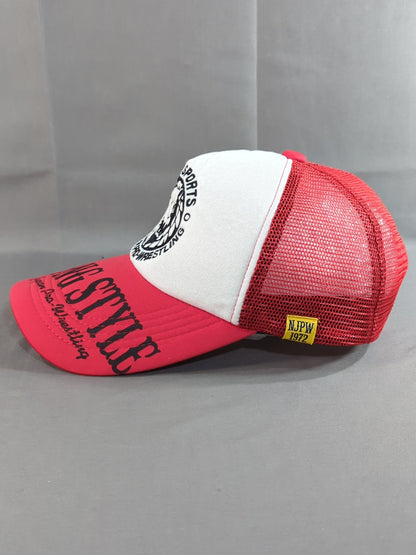 新日本プロレス×しまむら「ライオンマーク」メッシュキャップ(レッド×ホワイト)