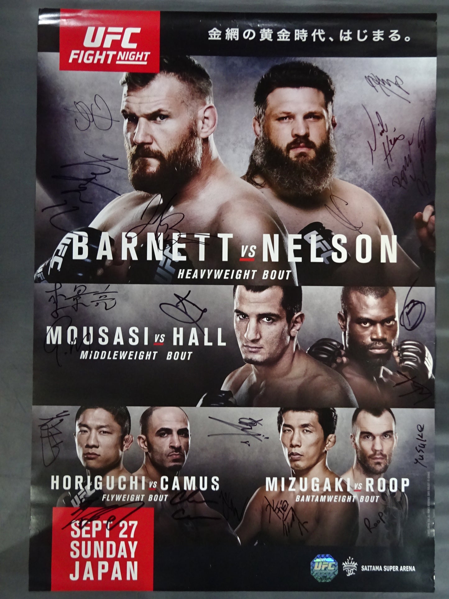 ★出場全20選手直筆サイン入り★ UFC Fight Night 75 BARNETT vs NELSON