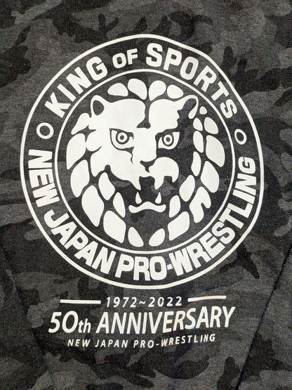 New Japan Pro Wrestling × Shimamura Pullover hoodie  (2) (50th Anniversary / Gray Camouflage)