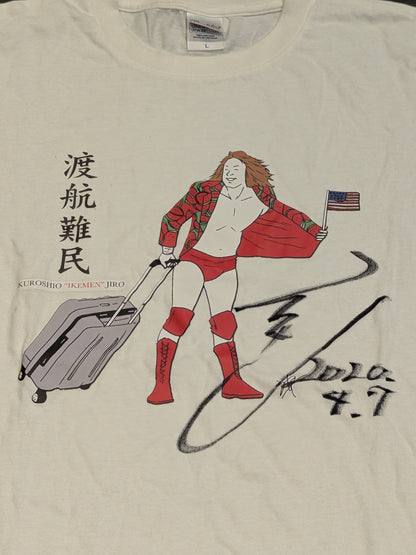 【直筆サイン入り】黒潮イケメン二郎「渡航難民」Tシャツ