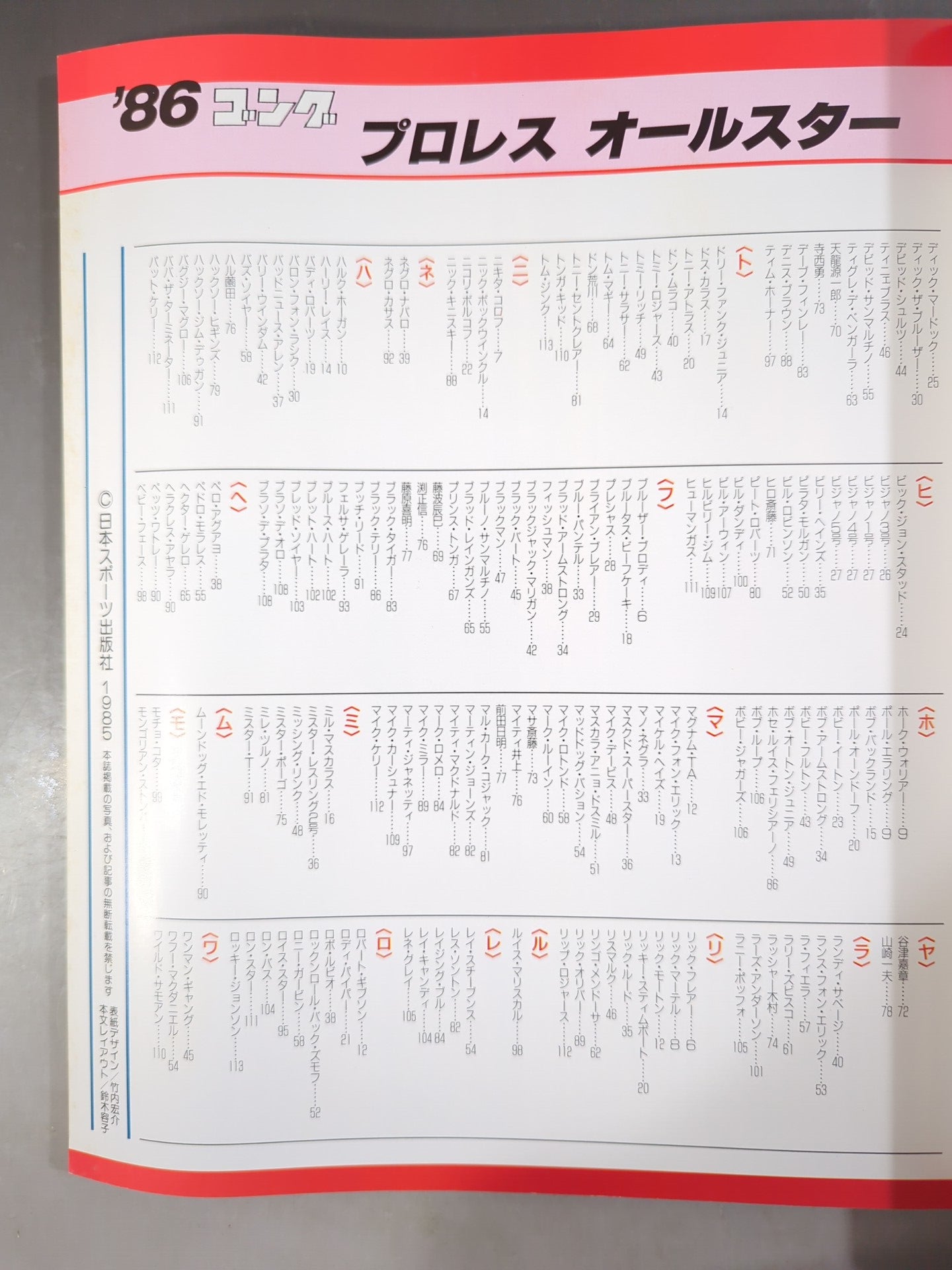 ゴング増刊号 86プロレスオールスターSUPERカタログ
