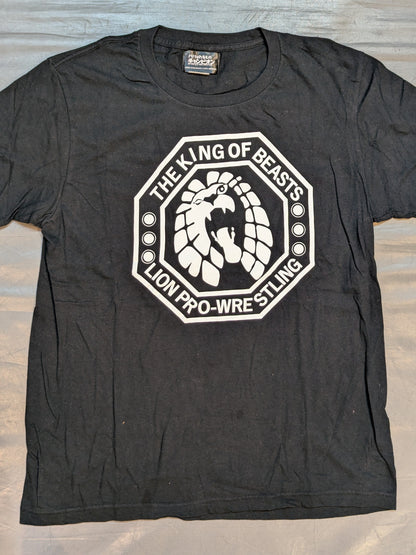 パパはわるものチャンピオン「ライオンプロレス」Tシャツ(ブラック)