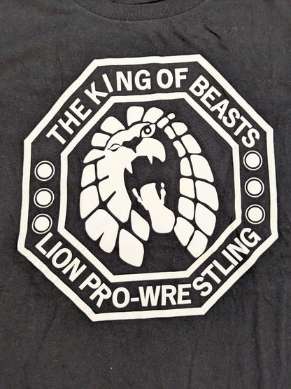 パパはわるものチャンピオン「ライオンプロレス」Tシャツ(ブラック)
