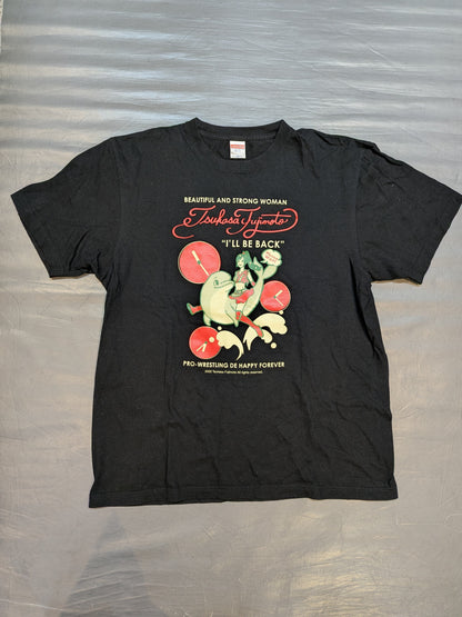 藤本つかさ「I will be back」イラストTシャツ(ブラック)