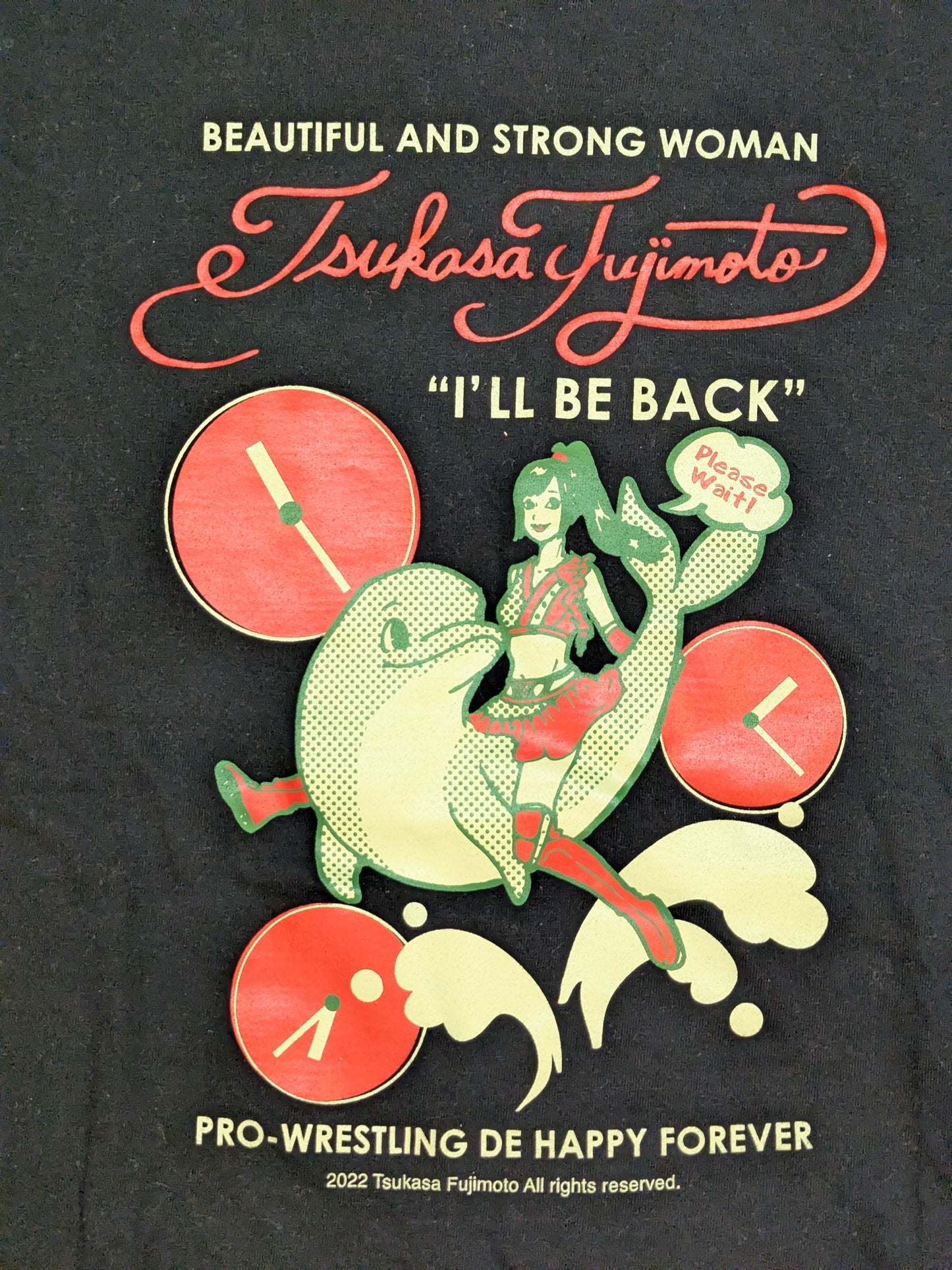 藤本つかさ「I will be back」イラストTシャツ(ブラック)