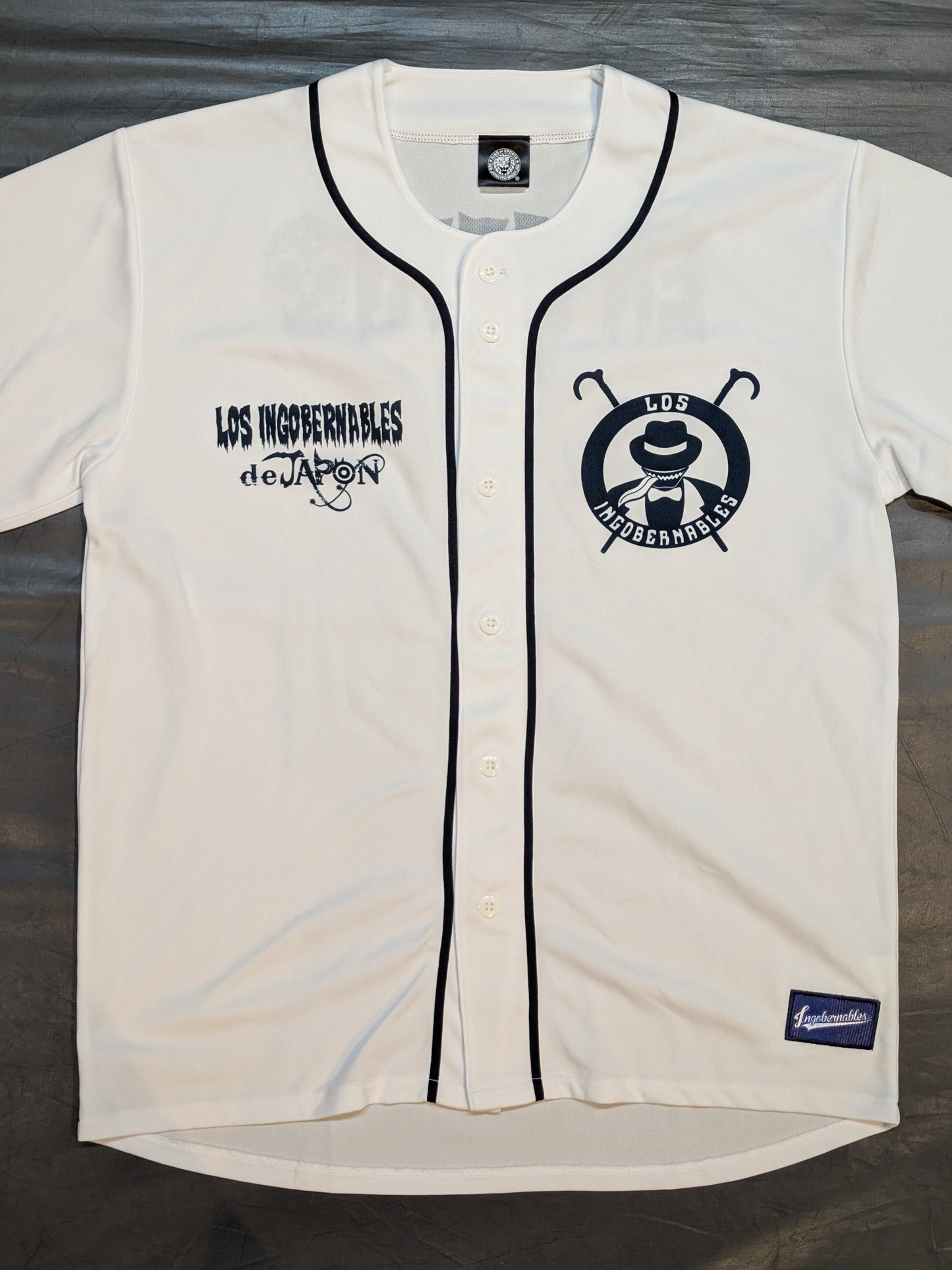 BUSHI  Baseball shirt (white×navy)