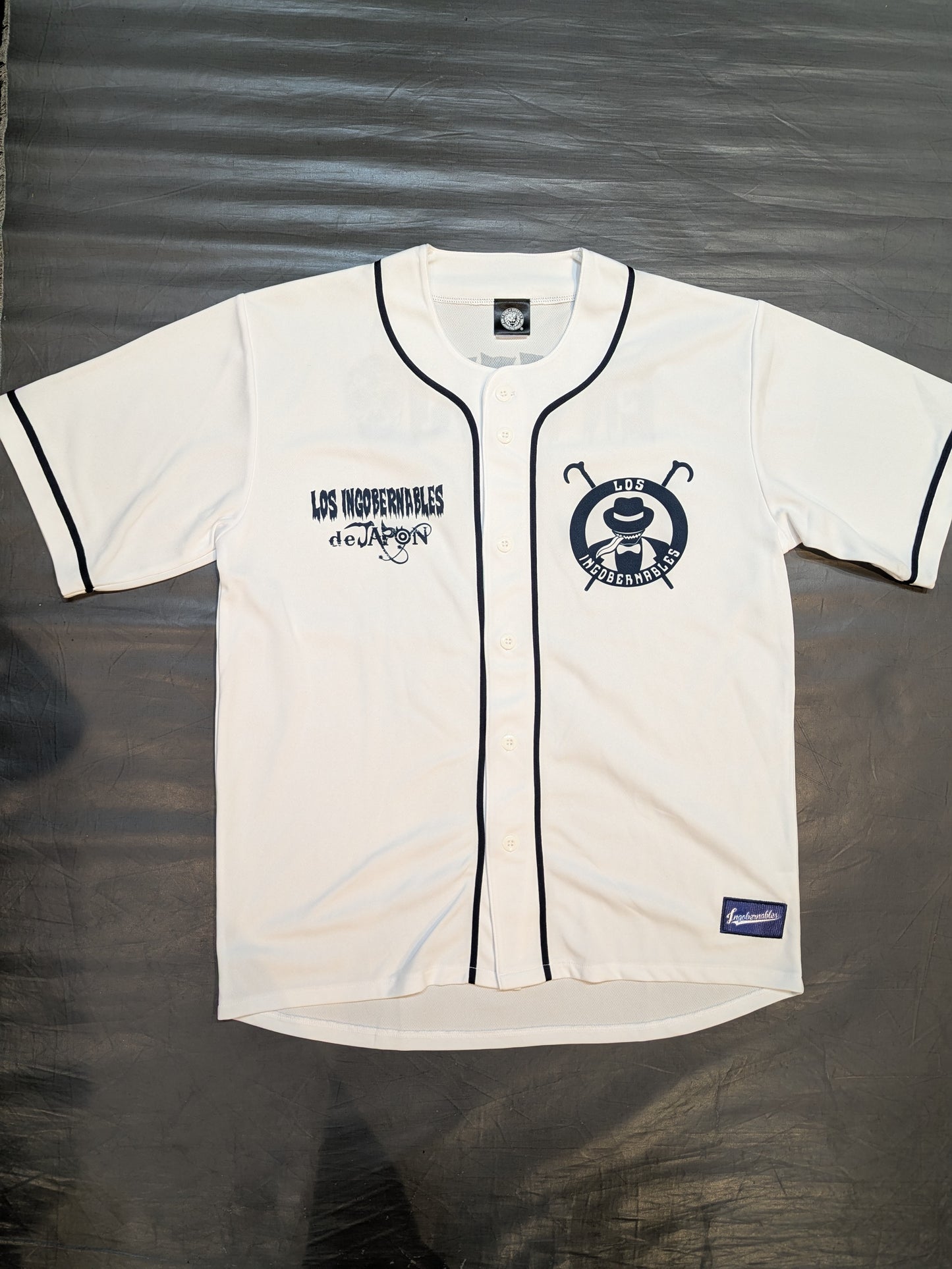 BUSHI  Baseball shirt (white×navy)