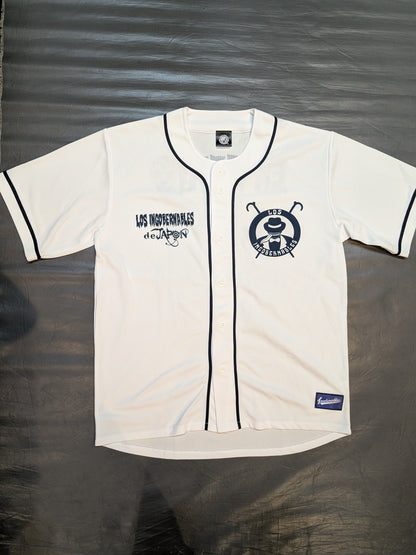 BUSHI  Baseball shirt (white×navy)