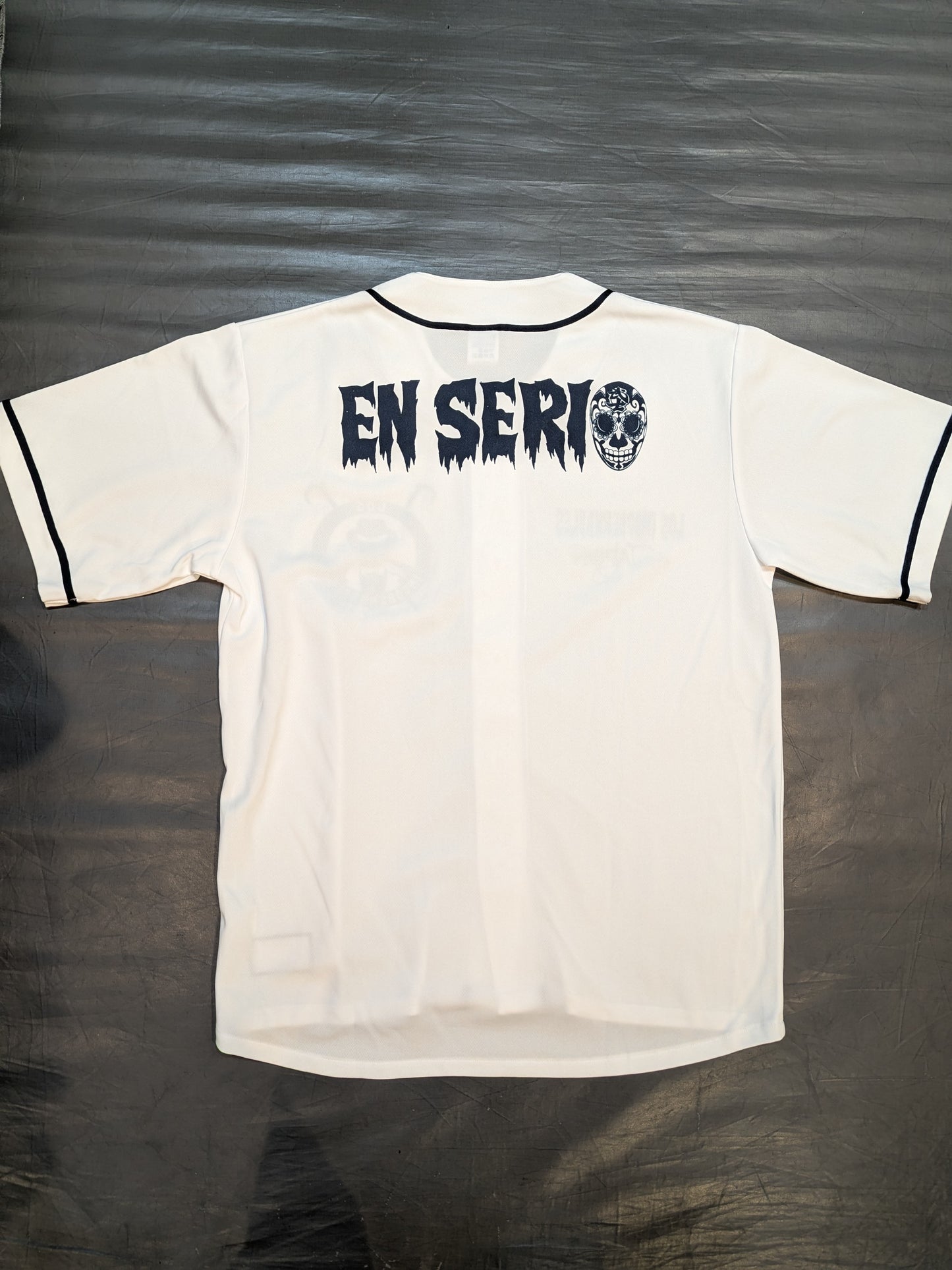 BUSHI  Baseball shirt (white×navy)