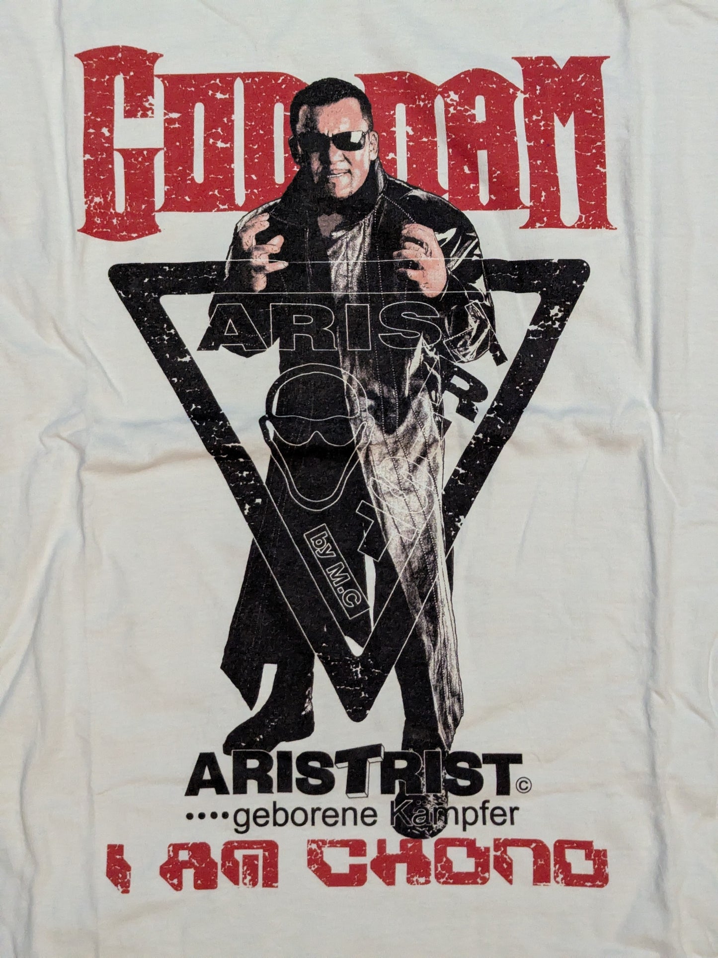 蝶野正洋「GODDAM I AM CHONO」ピクチャーTシャツ(ホワイト)
