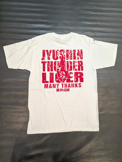 Jushin Thunder Liger  Printed T-Shirt with Autograph Message (1) (White)