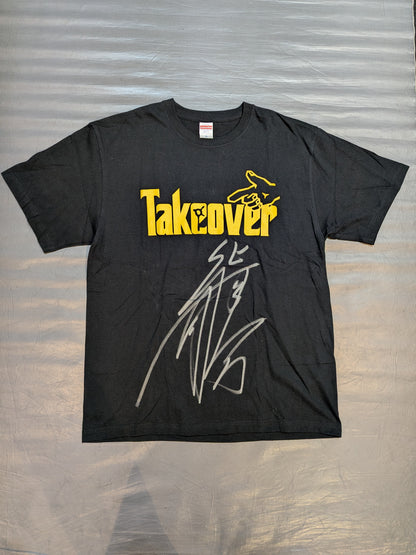 【直筆サイン入り】柴田勝頼「TAKE OVER」Tシャツ(ブラック×マスタード)