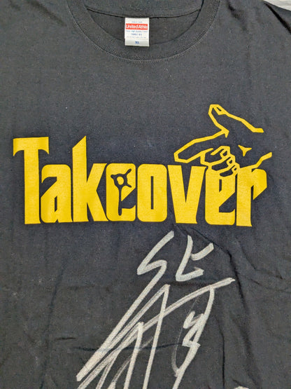 【直筆サイン入り】柴田勝頼「TAKE OVER」Tシャツ(ブラック×マスタード)