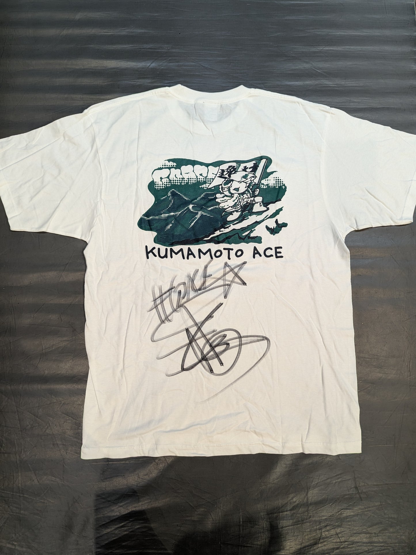【hand signed autograph】 Hiroshi Tanahashi "I LOVE KUMAMOTO" T-shirt