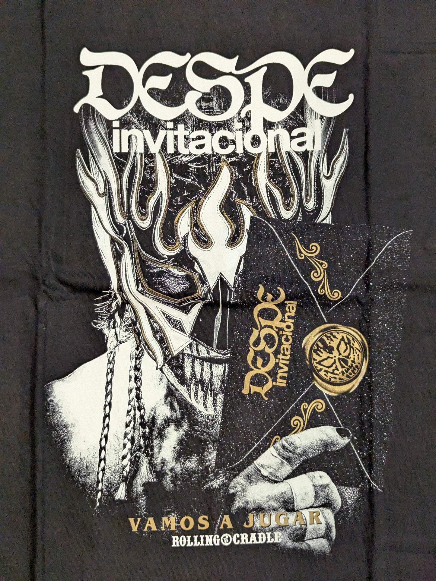 El Desperado: "DESPE-invitacional supported by ROLLING CRADLE. Vamos a jugar" T-shirt (1)