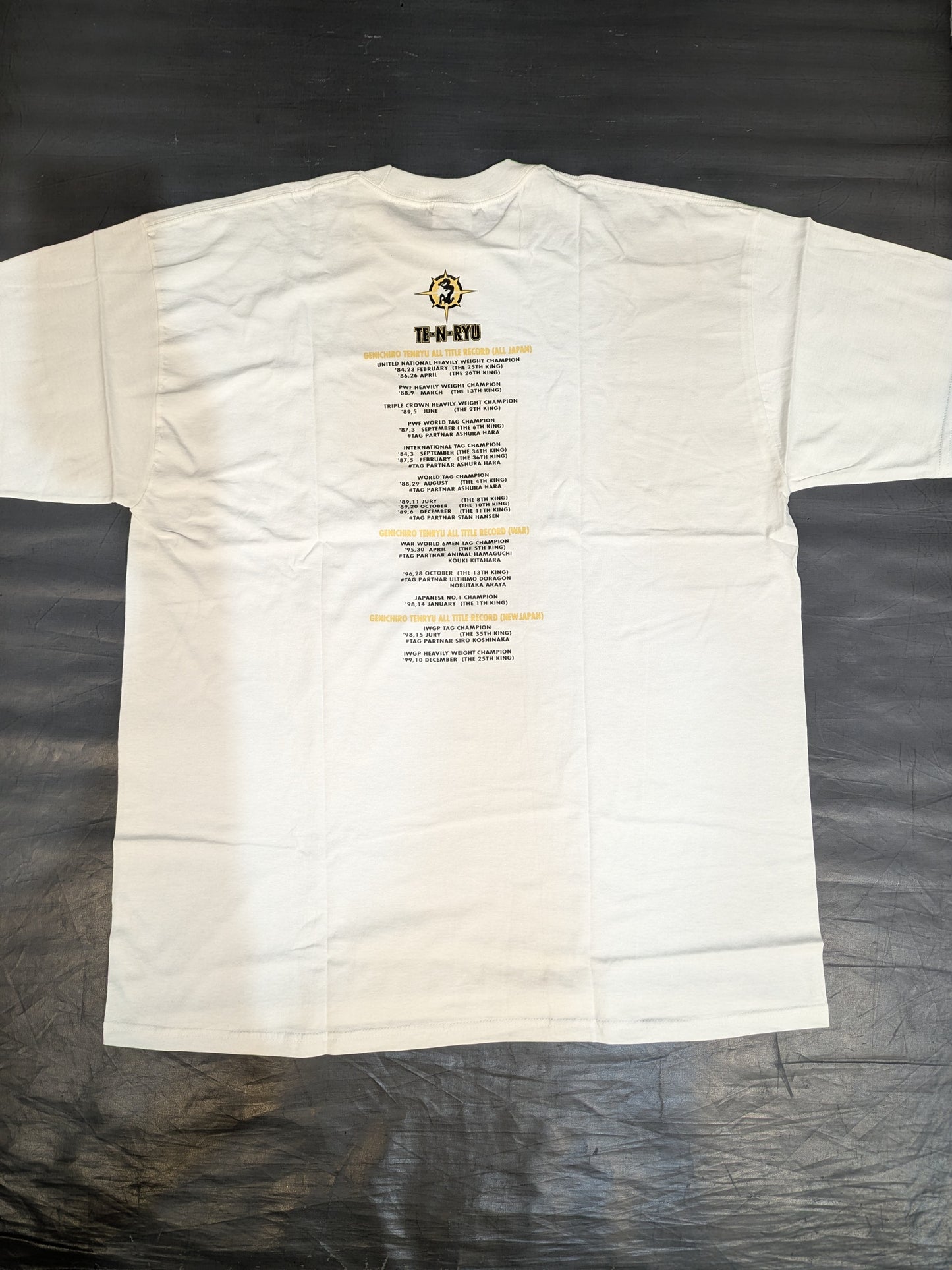 Tenryu Genichiro  "TE-N-RYU 2000 WAR" T-shirt (3) (White)