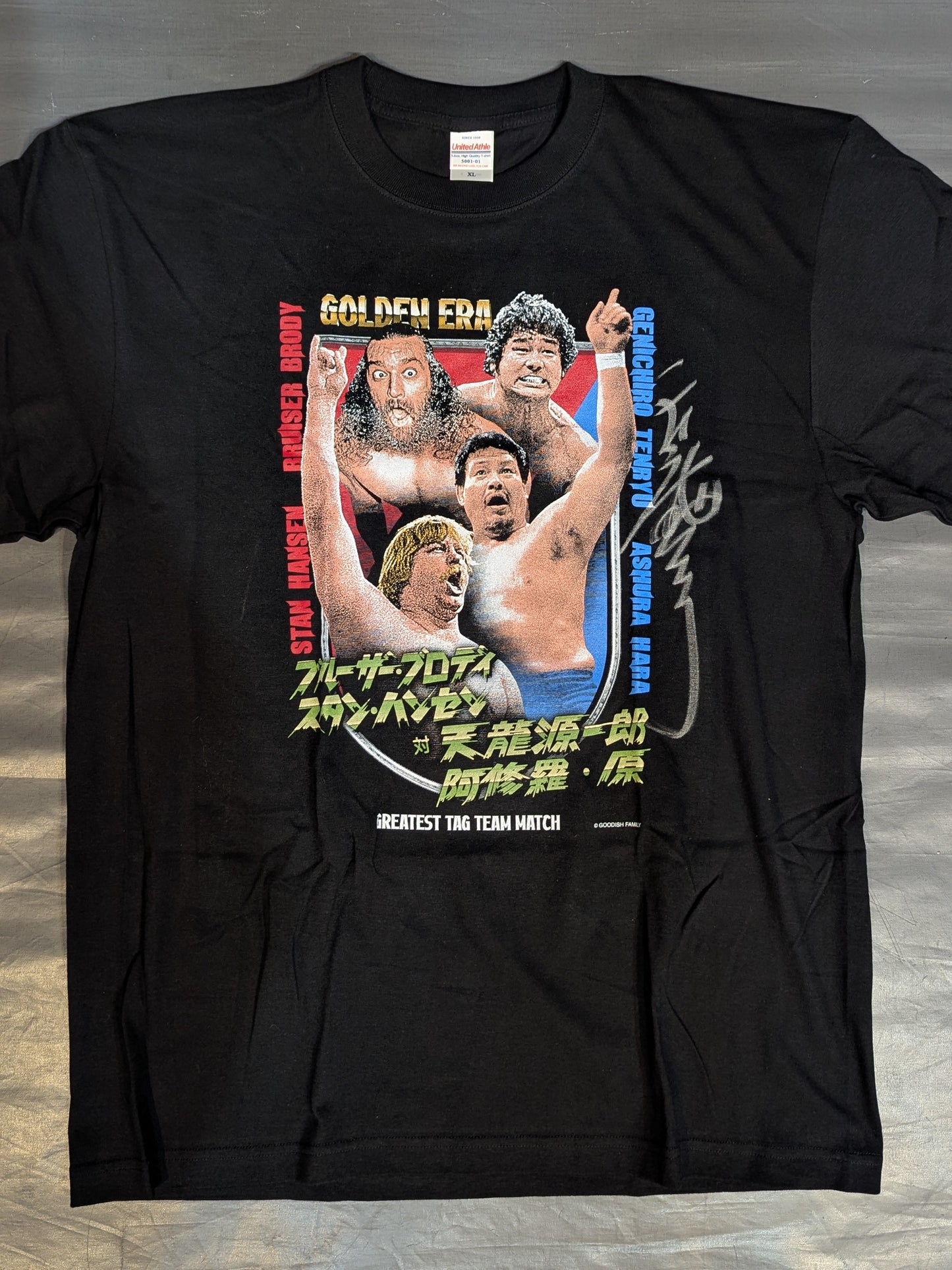 【天龍源一郎 直筆サイン入り】龍原砲vs超獣コンビ ピクチャーTシャツ