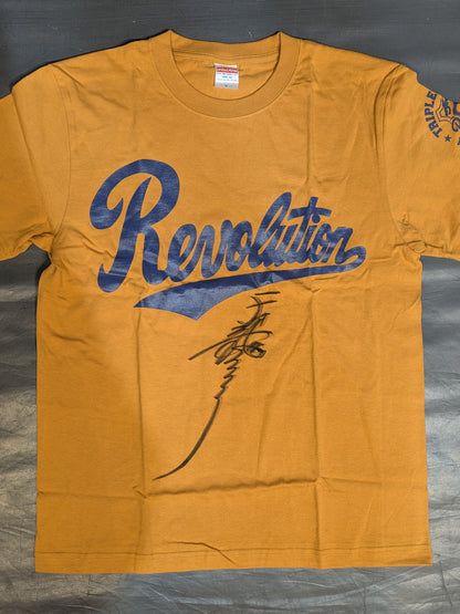 【hand signed autograph】 Tenryu Genichiro "Revolution" T-shirt (Camel)