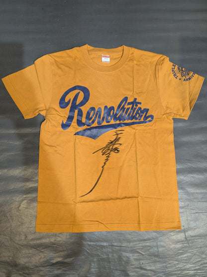 【hand signed autograph】 Tenryu Genichiro "Revolution" T-shirt (Camel)