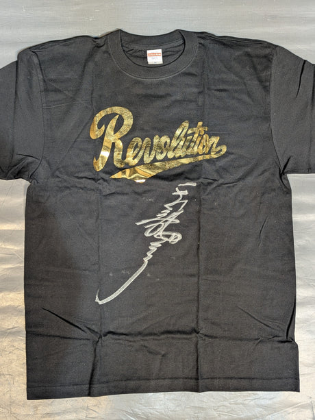 【直筆サイン入り】天龍源一郎「Revolution」Tシャツ(ブラック×金箔押し)