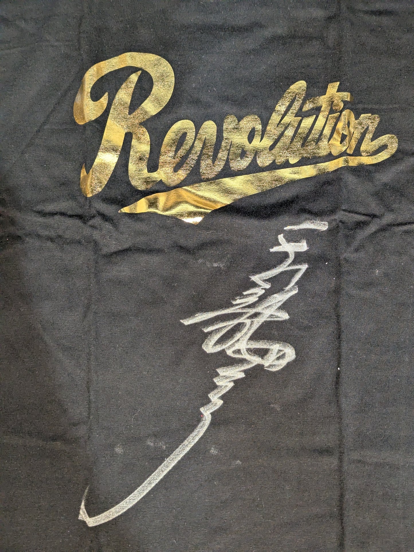 【直筆サイン入り】天龍源一郎「Revolution」Tシャツ(ブラック×金箔押し)