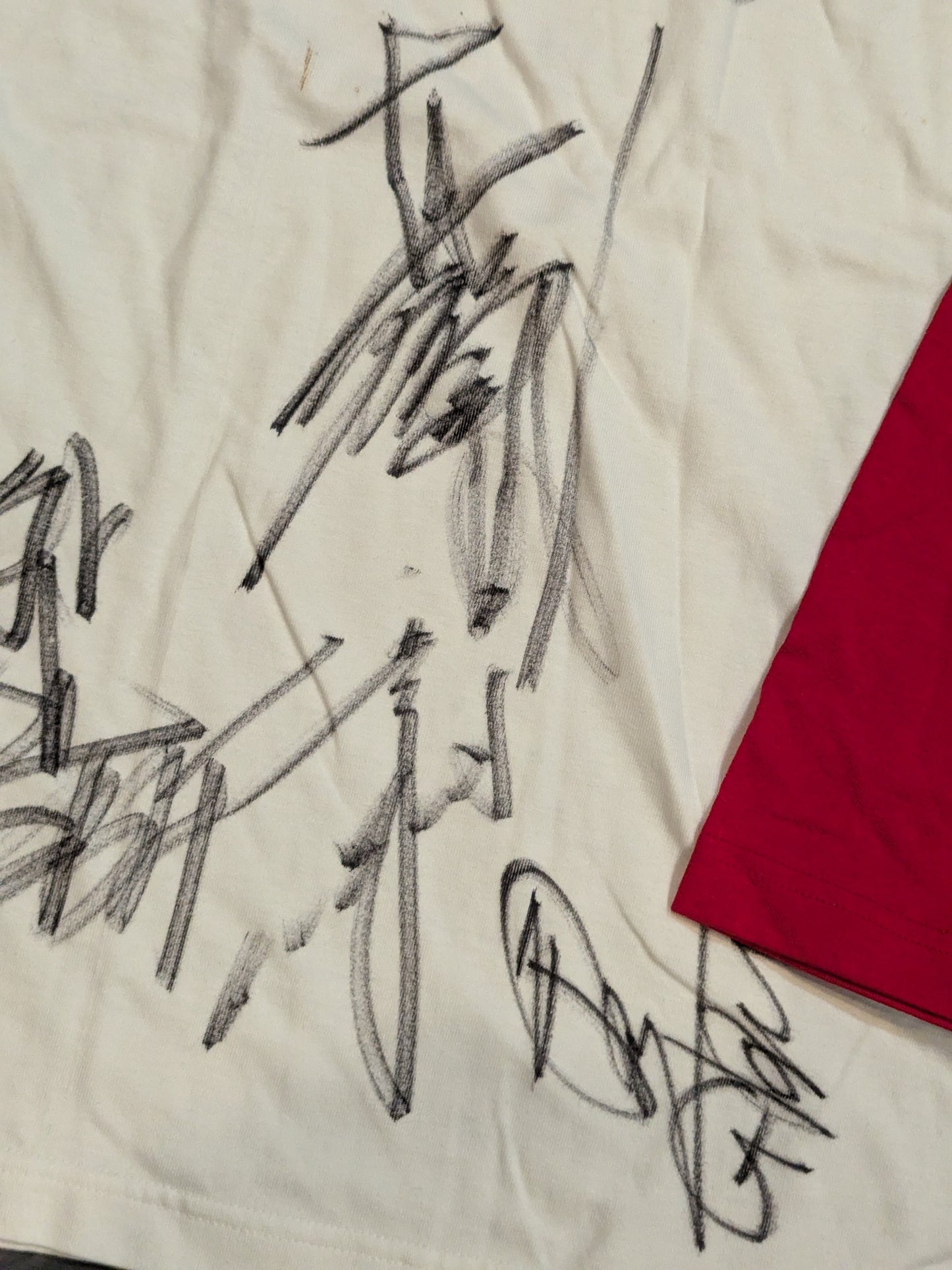 ★30選手直筆サイン入り!!★ ライオンマーク クラシックラグラン七分袖Tシャツ(ホワイト×レッド)