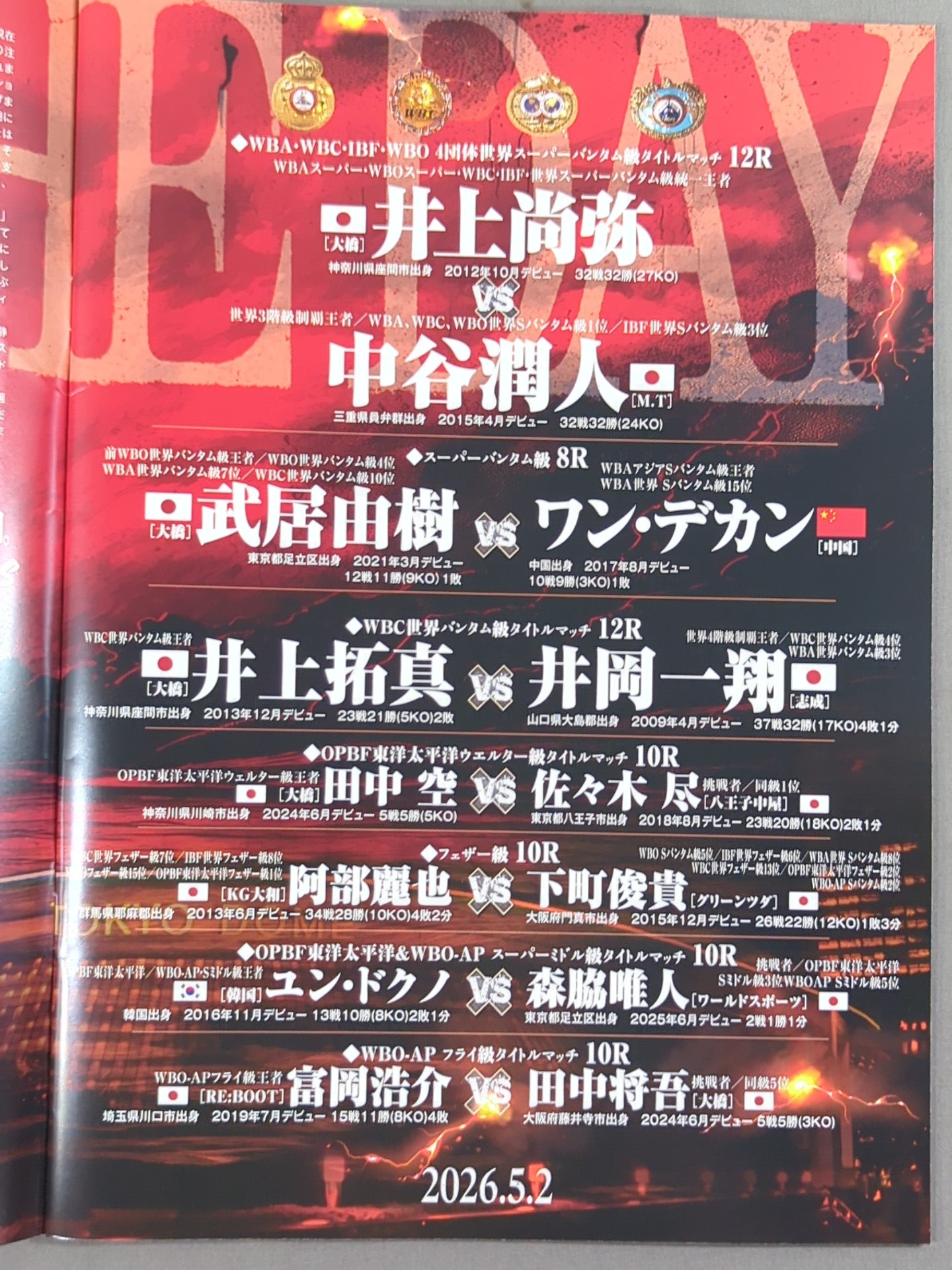 ☆4団体統一戦☆ 井上尚弥vs中谷潤人 / THE DAY – 闘道館