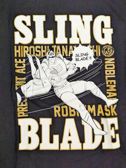 棚橋弘至×ロビンマスク「SLING BLADE」Tシャツ①(ブラック)