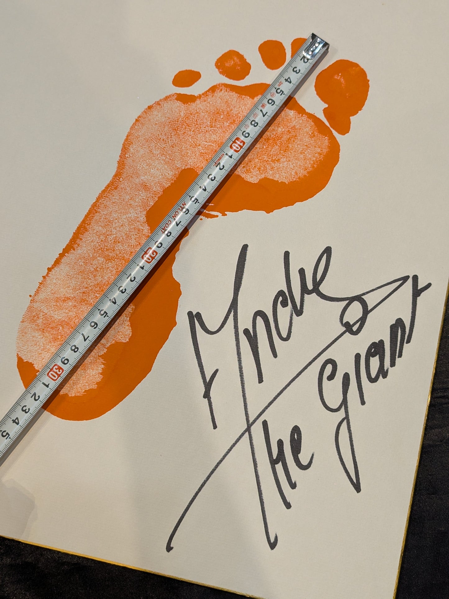 Andre the Giant Signature with Both Hands and Feet ★ Shikishi (Autograph board ) Mr. Takahashi's Secret Collection, The Final Set! ★ Sweater worn by him woodblock print & photo panel set