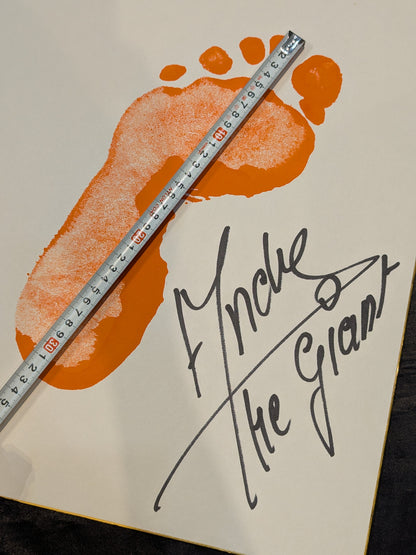 Andre the Giant Signature with Both Hands and Feet ★ Shikishi (Autograph board ) Mr. Takahashi's Secret Collection, The Final Set! ★ Sweater worn by him woodblock print & photo panel set