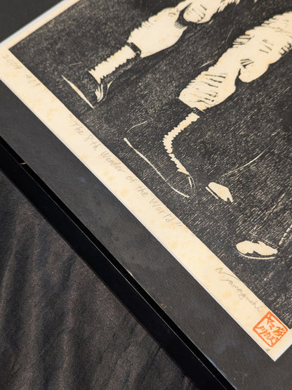 Andre the Giant Signature with Both Hands and Feet ★ Shikishi (Autograph board ) Mr. Takahashi's Secret Collection, The Final Set! ★ Sweater worn by him woodblock print & photo panel set