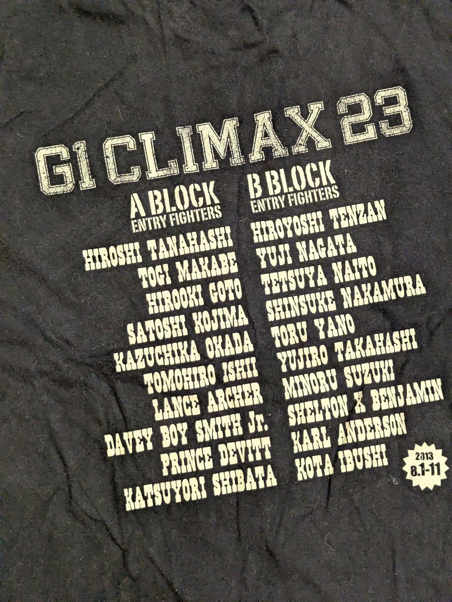 G1 CLIMAX 23 大会記念Tシャツ①