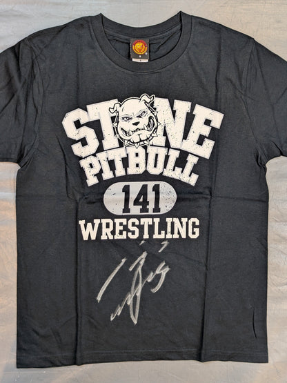 【hand signed autograph】 Tomohiro Ishii "Wrestling Pit Bull" T-shirt