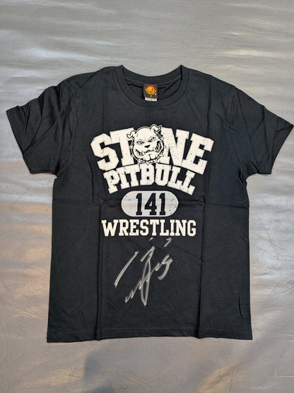 【hand signed autograph】 Tomohiro Ishii "Wrestling Pit Bull" T-shirt
