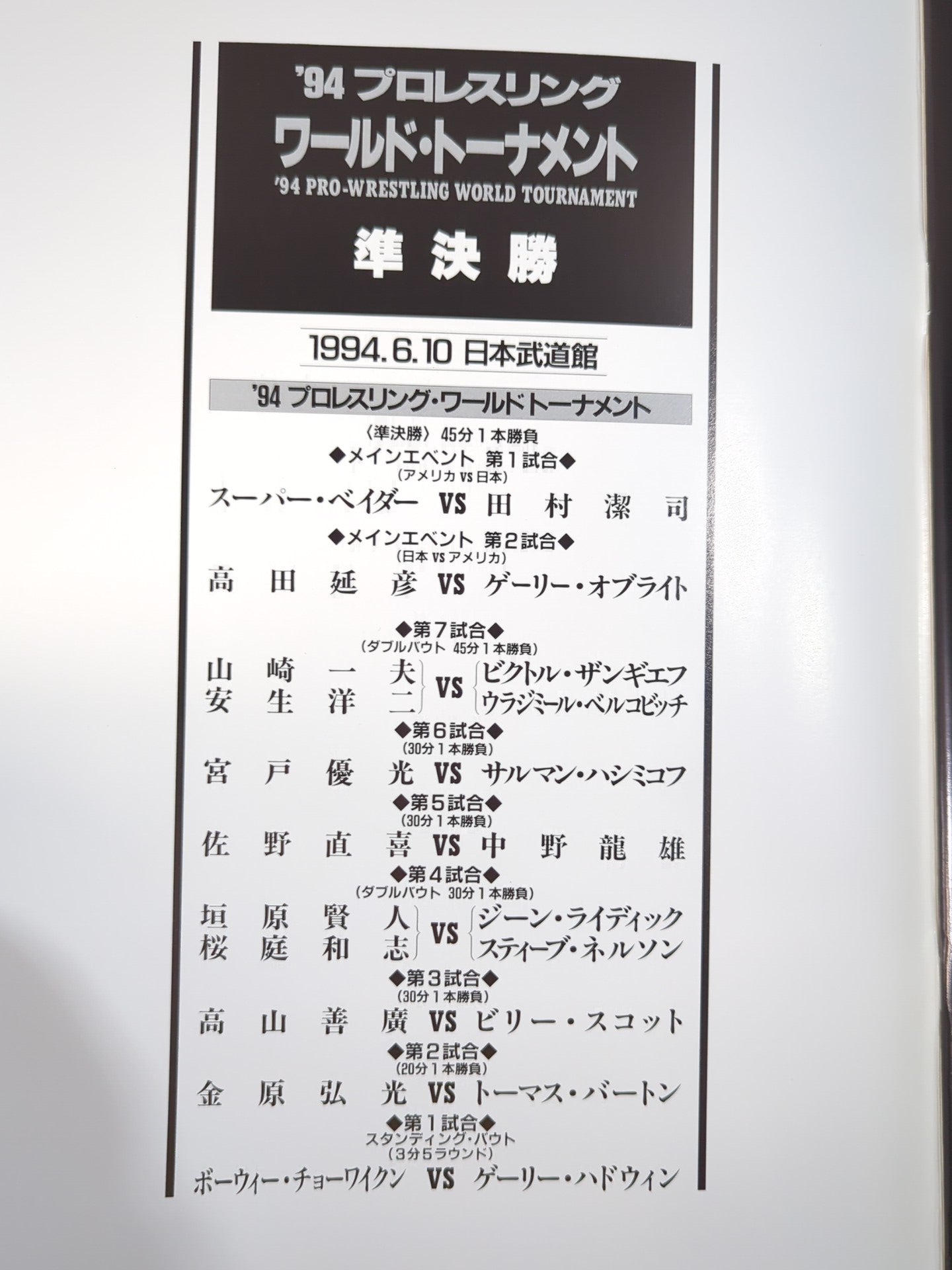 Uインター / 94PRO-WRESTLING WORLD TOURNAMENT 準決勝