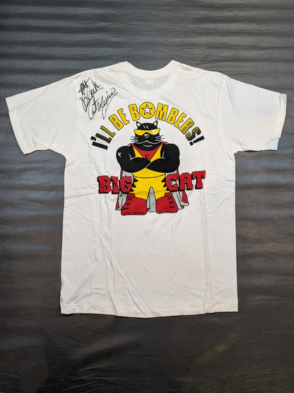 【hand signed autograph】 Black Cat "BIG CAT" Illustration T-Shirt (White)