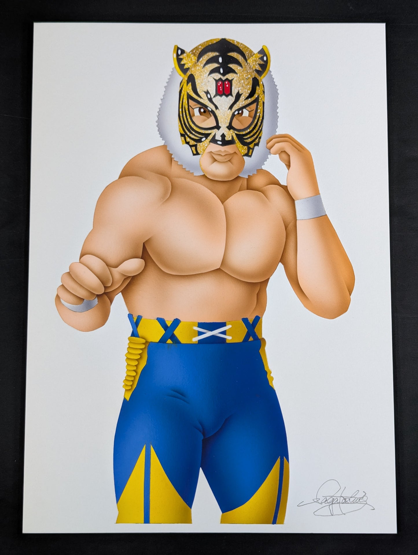 ★ Nagatoshi Sakai Original drawing work ★ "Four-dimensional killing method" first generation tiger mask (III mark type)