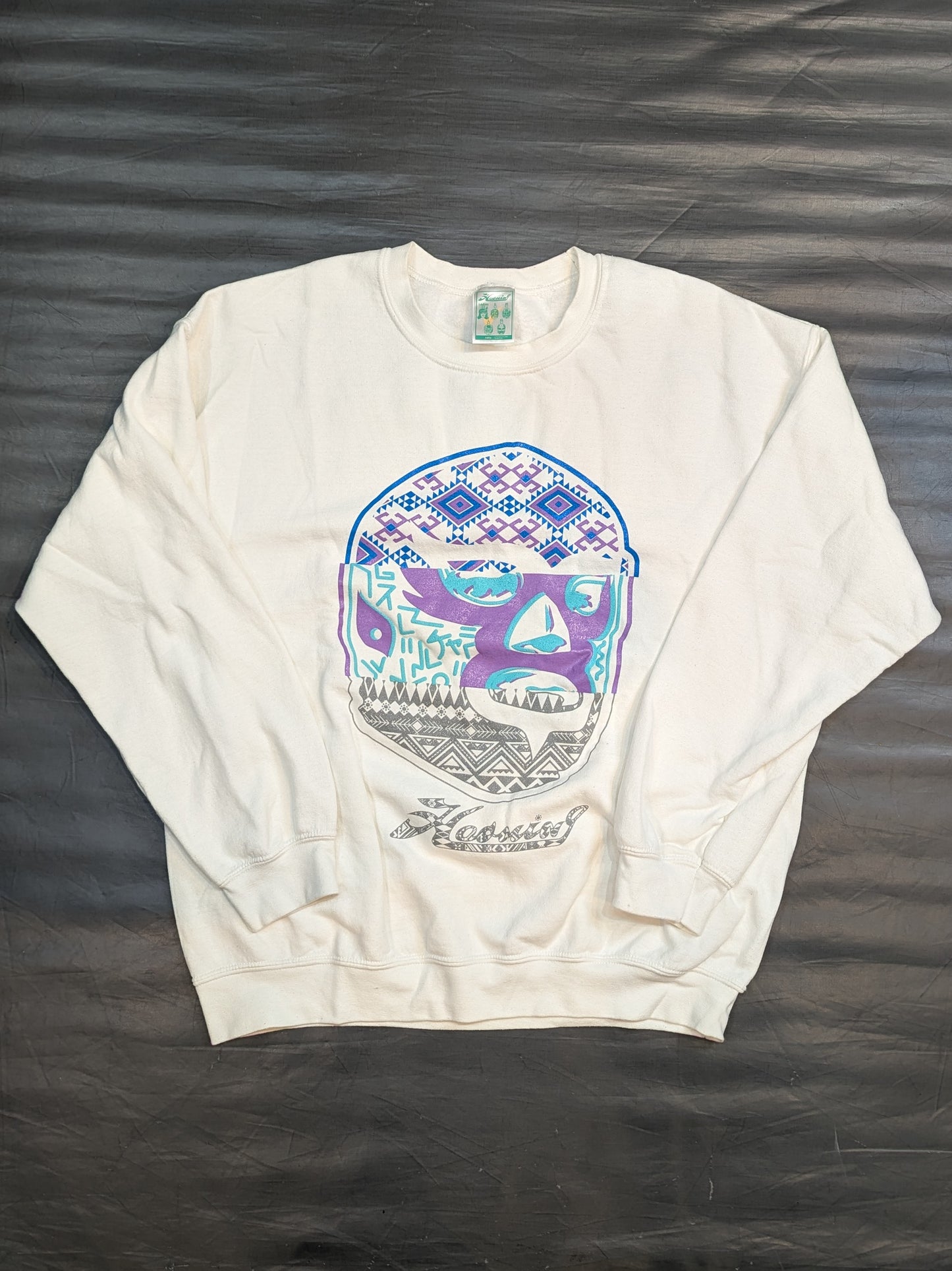 HAOMING "MONTAGE MASK" Crew Sweatshirt (White)