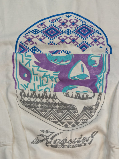 HAOMING "MONTAGE MASK" Crew Sweatshirt (White)