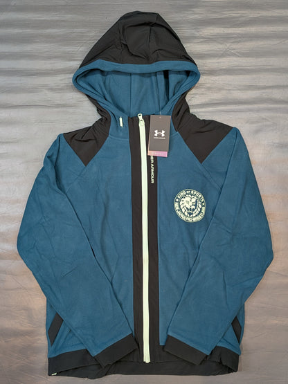 New Japan Pro Wrestling ×UNDER ARMOUR Lion Mark  Rush Fleece Zip Hoodie (Blue-Green)