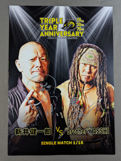 [hand signed autograph  6-piece set] Tenryu Project Tournament Match Card & Memorial Pro-Photo Set