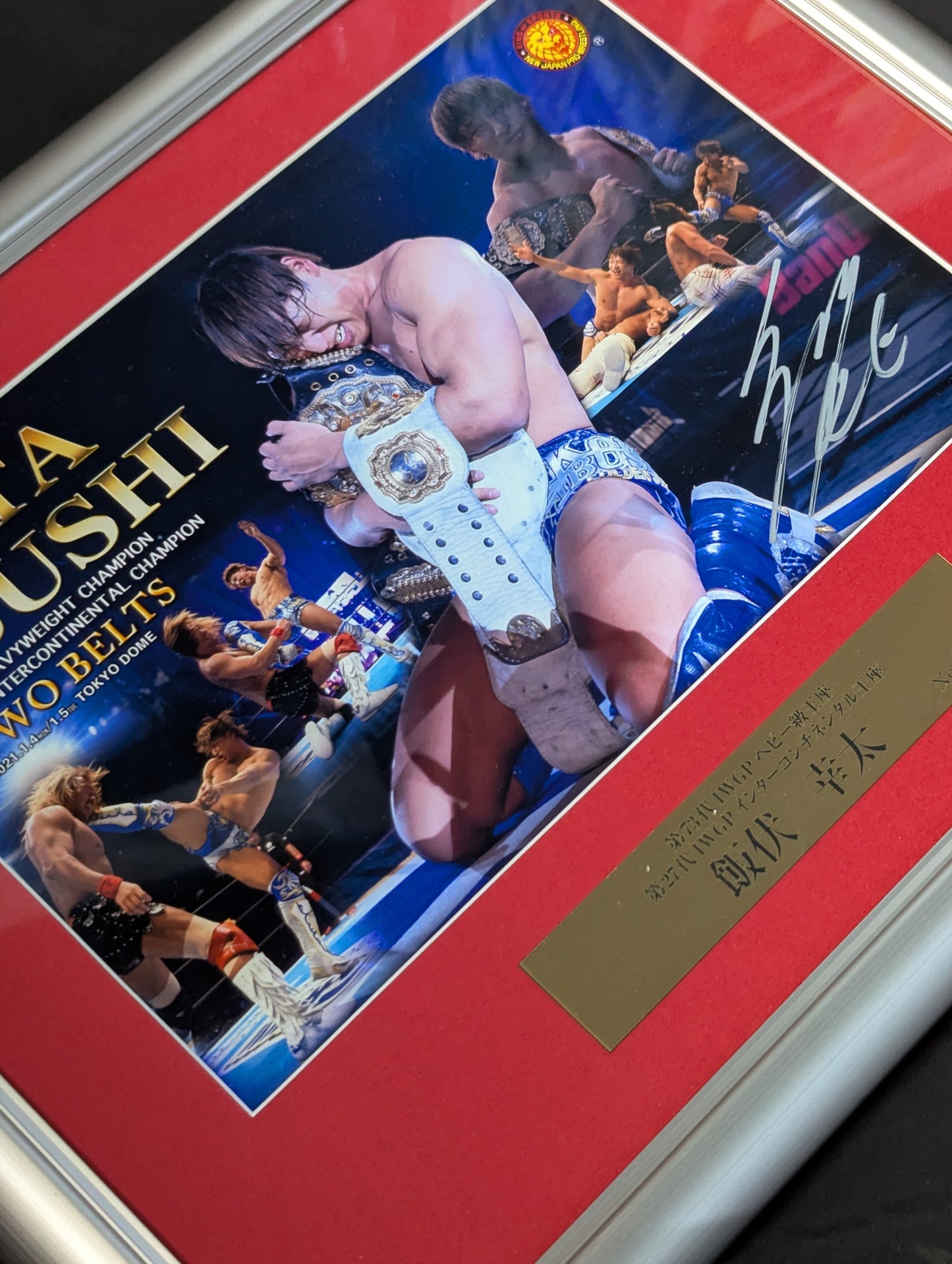 ★ Double Champion ★ Kota Ibushi IWGP & Intercontinental Title hand signed autograph Photo Frame