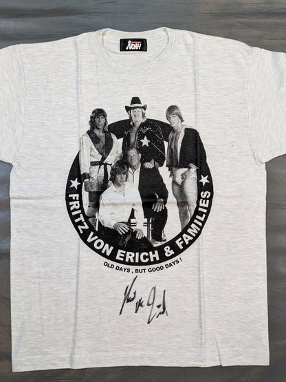 [Kevin Von Erich hand signed autograph] Eric Family Monochrome Picture T-Shirt