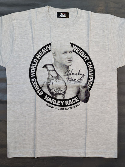 【hand signed autograph】 Harley Race  Monochrome Picture T-shirt