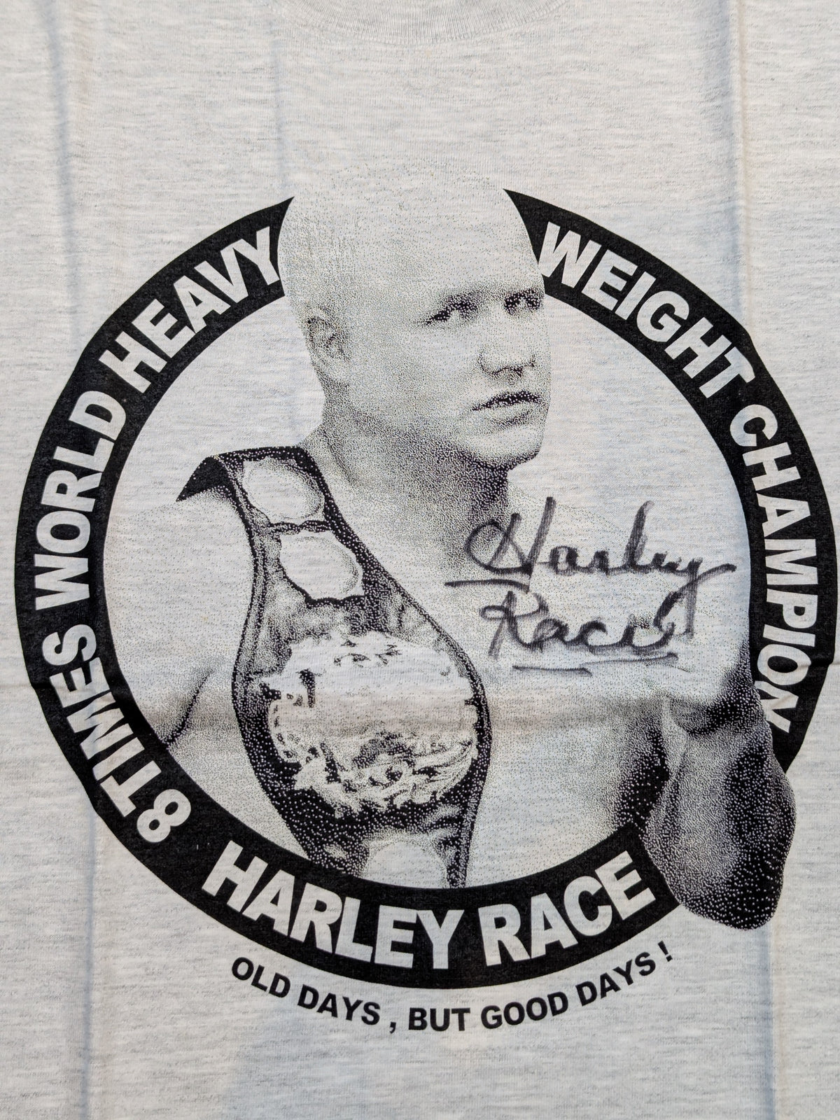 【hand signed autograph】 Harley Race  Monochrome Picture T-shirt