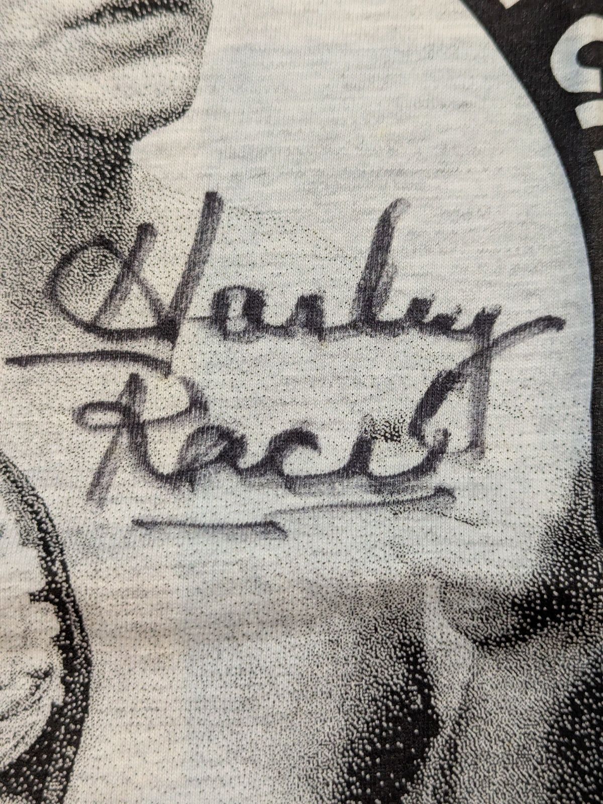 【hand signed autograph】 Harley Race  Monochrome Picture T-shirt